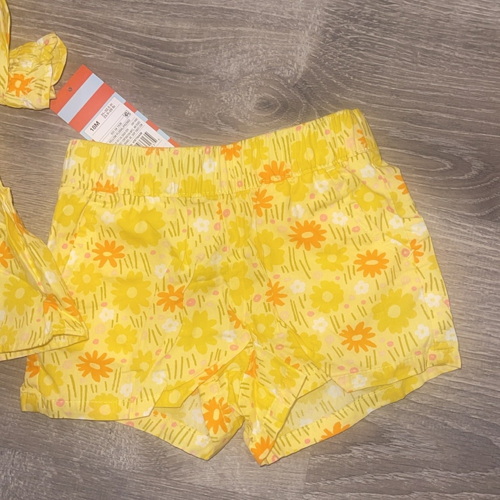 NWT Yellow Cat & Jack Shorts Set 12-18 Months - Picture 3 of 4